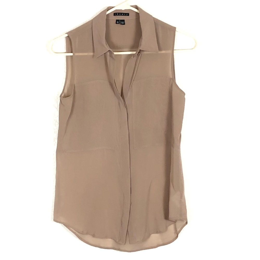 Theory sheer silk sleeveless top sz P/TP - Picture 2 of 8